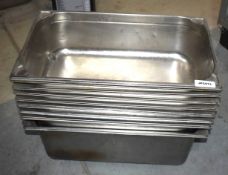8 x Stainless Steel Gastro Pans - Approx Size: 32 x 52 x 20 cms - CL011 - Ref: JPC674 - Location: