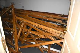 1 x Large Collection of Wooden Hand Rails with Brass Wall Fixing Brackets