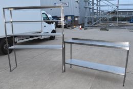 1 x Stainless Steel Prep Bench with Overhead Shelves - Heavy High Grade Stainless Steel