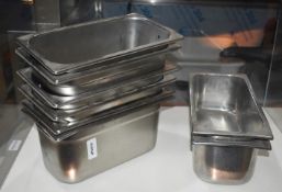 8 x Stainless Steel Gastro Pans - Approx Size: 32/36 cms