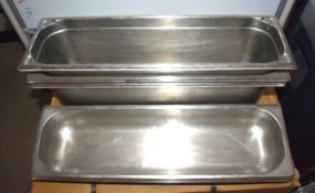 5 x Stainless Steel Long Gastro Pans - Approx Size: 53 x 15 x 16/8 cms - CL011 - ReJPC663 -