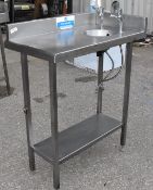 1 x Stainless Steel Corner Handwash Table with Undershelf - Dimensions: H96 x W50 x D90 cms