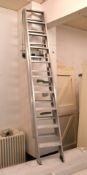1 x Set of Double Aluminium Loft Ladders - Dimensions: H250 + 220 Extension x W37 cms