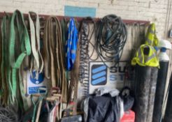 1 x Wall Hook Rack With Assorted Straps , Chains And Items As Shown - Ref: PR082 - CL964 - Location: