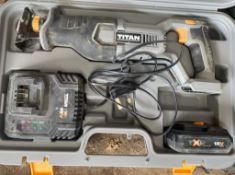 1 x TITAN Rechargeable Reciprocating Saw In Carry Case And With Charger And Battery - Ref: PR005 -