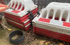 14 x Red And White Interlocking Safety Barriers - Ref: PR066 - CL964 - Location: London