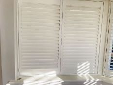 2 x S:CRAFT Wooden Shutter Blinds In White - Each Measures W61 x H115cm - Ref: ALT320/WH3 -