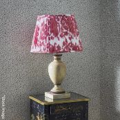 1 x OKA 'Gela' Handcarved Wooden Table Lamp Base, with a Painted Stone-effect Finish - Original