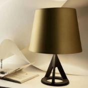1 x TOM DIXON 'Base' Designer Table Lamp with a Cast Iron Body and Metal Brushed Brass Shade -