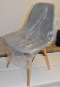 Set of 8 x Econo Eiffel Style Dining Chairs Featuring Grey Seats and Beech Legs - New Boxed