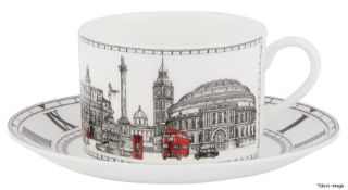 1 x HALCYON DAYS 'London Icons' Fine Bone China Teacup and Saucer *See Condition Report* Original