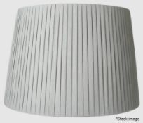 1 x OKA Pleated 100% Linen Tapered Drum Lampshade in Grey Blue, ⌀50cm - Original Retail £60.00 -