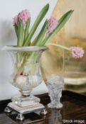 1 x EICHHOLTZ 'Ephesius Urn' Luxury Blown Glass Vase with a Silver-plated Base and Rim