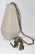 1 x OKA Contemporary Ceiling Pendant Light Covered in a Jute-style Woven Fabric with chain and
