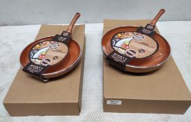 2 x MIGHTY PANS Including 28Cm And 24Cm Sizes - Extra Deep Ceramic Coated Frying Pans With A