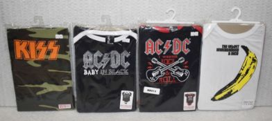 4 x Rock n Roll Themed Baby Suits - Ages 12-18 Months - Features Various Rock Bands - New - RRP £80