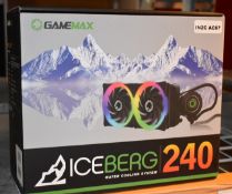 1 x GameMax Iceberg 240mm CPU Closed Loop Water Cooler with 7 Colour PWM Fans - New Boxed Stock -