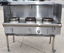 1 x ACK Heavy Duty Three Burner Wok Range Cooker - Natural Gas - Manufacterd in 2021 - Model: