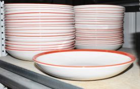 29 x STEELITE Assorted Commercial Grade Ceramic Bowls with Red Rim Decoration - Diameter 25cm /