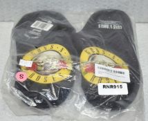 1 x Pair of Guns n Roses Slippers - Officially Licensed Merchandise by Bravado - Size: Small - New &