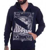 1 x Led Zeppelin Vintage Print Men's Zip Hoodie Jacket - Size: Medium - New & Unused - RRP £50