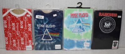 4 x Rock n Roll Themed Baby Suits - Ages 6-12 Months - Features Various Rock Bands - New - RRP £80