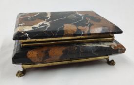 1 x Vintage Jasper Stone Trinket/Jewellery Box - 19cm x 15cm x 7.5(h) cm - CL444 - NO VAT ON THE