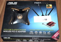1 x Asus PCE-AC88 Dual Band AC3100 Wireless PCI-E Adaptor - New Boxed Stock With Accessories -