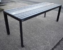 1 x Commercial Restaurant 7.5ft Table with Wooden Slatted Top, Steel Base and Anti Theft Floor