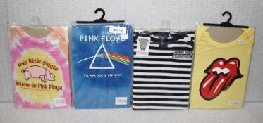 4 x Rock n Roll Themed Baby Suits - Ages 12-18 Months - Features Various Rock Bands - New - RRP £80