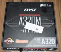 1 x MSI A320M-A Pro AM4 Ryzen Motherboard - Open Boxed Stock With Accessories - Ref: e18 1FMO -