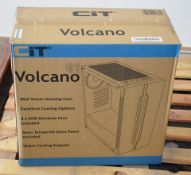 1 x CIT Volcano Mid Tower Gaming Case With Tempered Glass Side Panel and 4 x RGB Rainbow Cooling