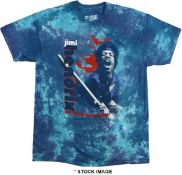 1 x JIMI HENDRIX Official Merchandise Fire Man Logo Short Sleeve Men's Tie-Dye T-Shirt by Liquid
