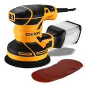 RRP £41.09 DEKOPRO Random Orbit Sander 2.5A with 16Pcs Sandpapers