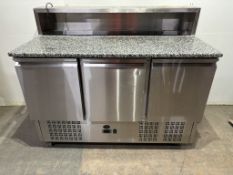 King KPS1365.HD 3 Door Refrigerated Pizza Prep Counter with Marble Granite Top