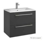 Odyssey Modular Matt Grey 600 2 Drawer Wall Hung Vanity * No Basin*