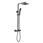 Square Thermostatic Bar Mixer with Riser Kit - Matt Black