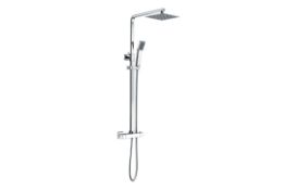 Corvus Square Thermostatic Bar Mixer w/Riser Kit - Chrome