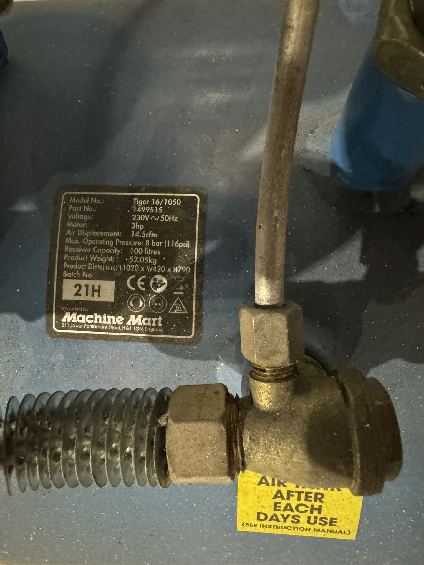 Airmaster Tiger16/1050 100 Litre Air Compressor - Image 5 of 5