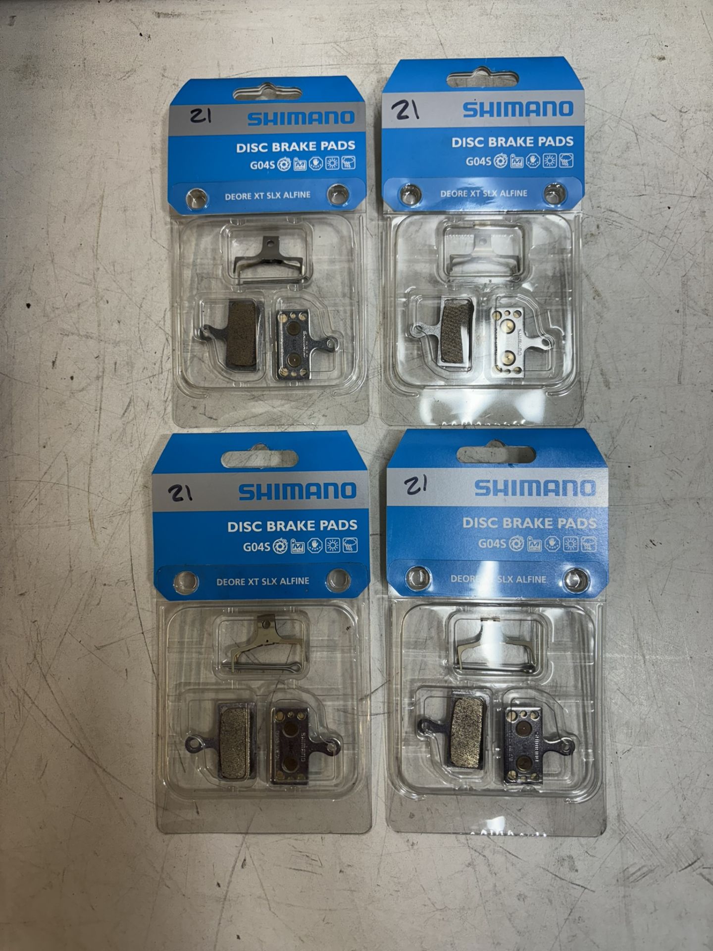 4 x Shimano G04S Metal Disc Brake Pad Sets