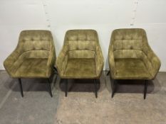 6 x Green Suede Effect Dining Chairs