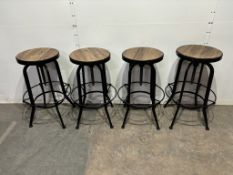 7 x Adjustable Wooden Bar Stools