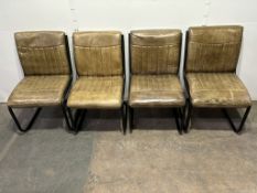 4 x Green Faux Leather Lounge Chairs