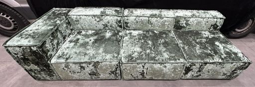 Crushed Velvet Green Detachable 3 Piece Sofa
