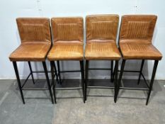 7 x Brown Faux Leather High Rise Bar Stools/Chairs