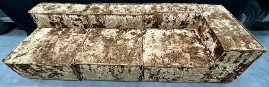 Crushed Velvet Orange/Brown Detachable 3 Piece Sofa