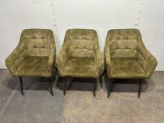 6 x Green Suede Effect Dining Chairs