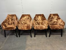 4 x Crushed Velvet Orange/Brown Dining Chairs
