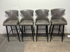 8 x Grey Faux Leather High Rise Bar Stools/Chairs