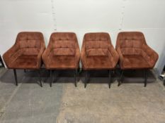 4 x Brown /Orange Suede Effect Dining Chairs